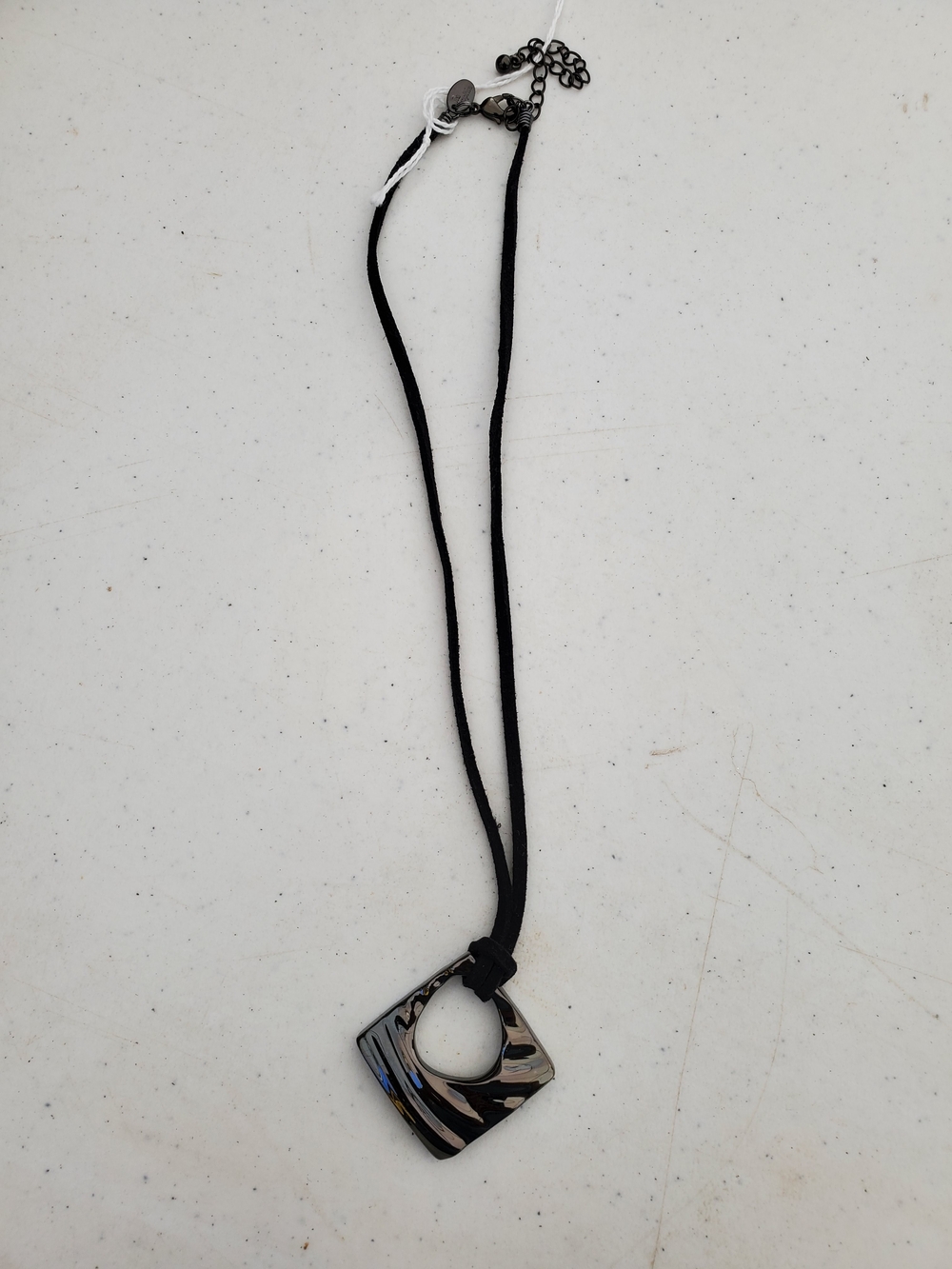 Lia Sophia Black Square Cutout Pendant Necklace